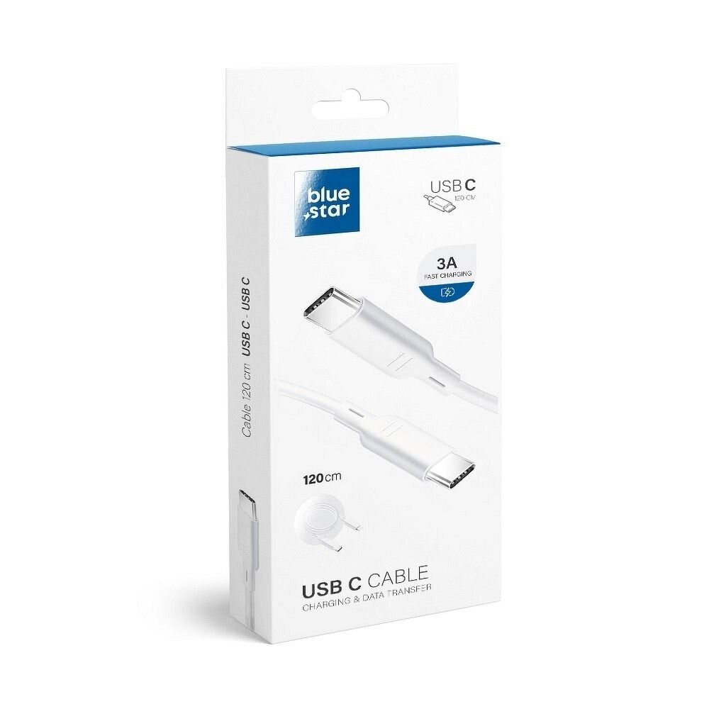 Blue Star datu kabelis/vads — no USB C uz USB C 3A (PD standarts) ātra uzlāde цена и информация | Savienotājkabeļi | 220.lv