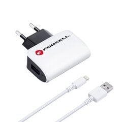 Сетевое зарядное устройство для iPhone 8-pin / lightning  + кабель Forcell, зарядное устройство для путешествий цена и информация | Зарядные устройства для телефонов | 220.lv