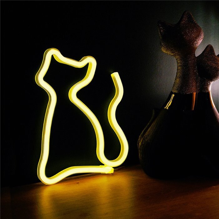 LED neona lampa CAT, WW akumulators/USB цена и информация | Iebūvējamās lampas, LED paneļi | 220.lv