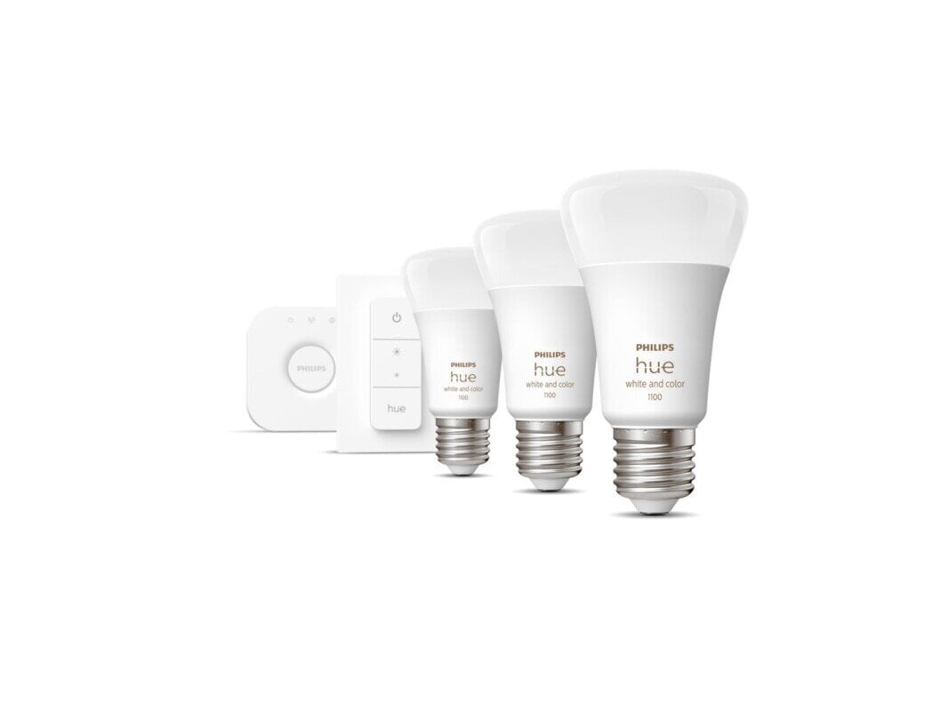 PHILIPS HUE COLOR 3 X E27 spuldze + tiltiņš + 2 X DIMMER slēdžu starta komplekts cena un informācija | Spuldzes | 220.lv