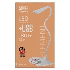 LED galda lampa Dimm (ar akumulatoru, uzlādējama) +USB D08, balts cena un informācija | Galda lampas | 220.lv