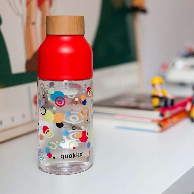 Bērnu pudele Quokka Ice Kids Dots, 570 ml, sarkana cena un informācija | Ūdens pudeles | 220.lv