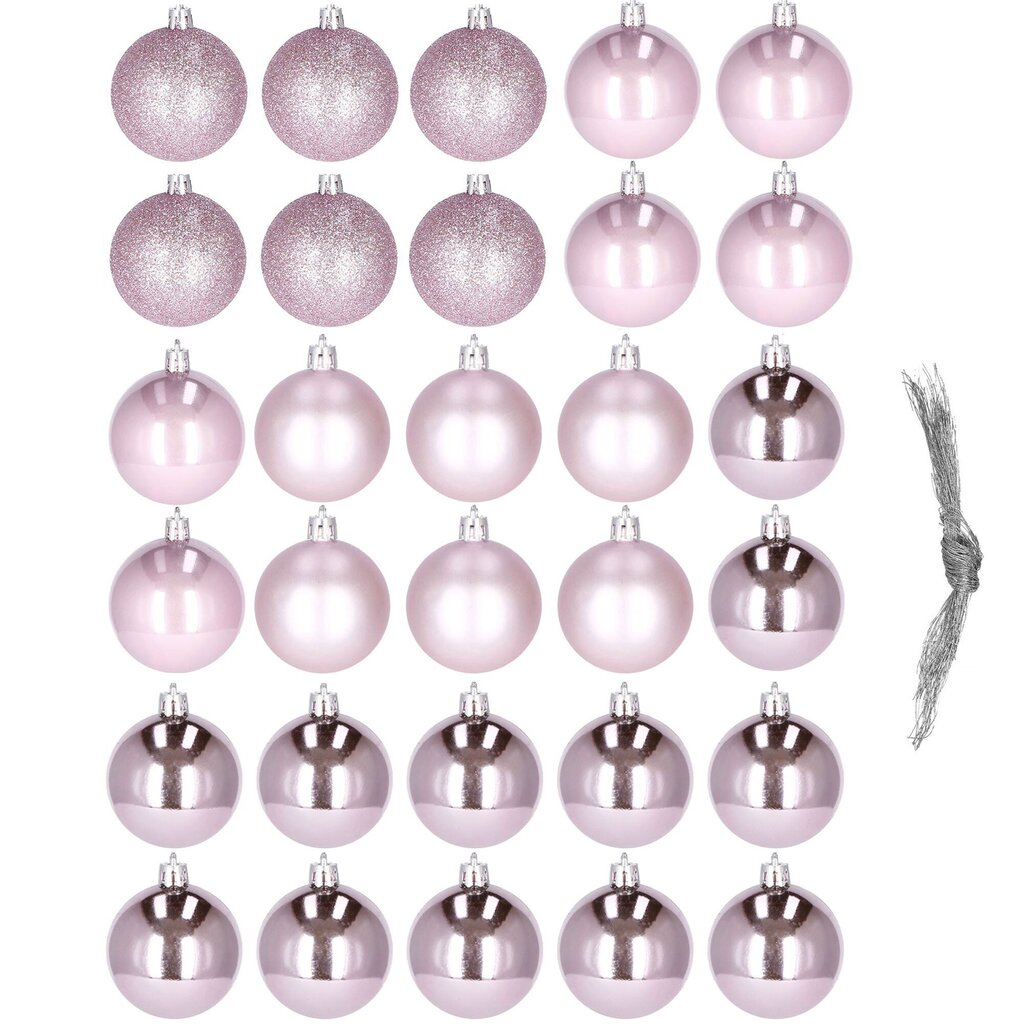 Ziemassvētku eglītes rotājumi - rozā, 3 cm cena un informācija | Eglīšu rotājumi | 220.lv
