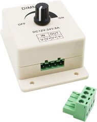 Elektriskais kontrolieris Powermax DC 12V – 24V 8A ar ieslēgšanas/izslēgšanas pogu cena un informācija | Elektrības slēdži, rozetes | 220.lv