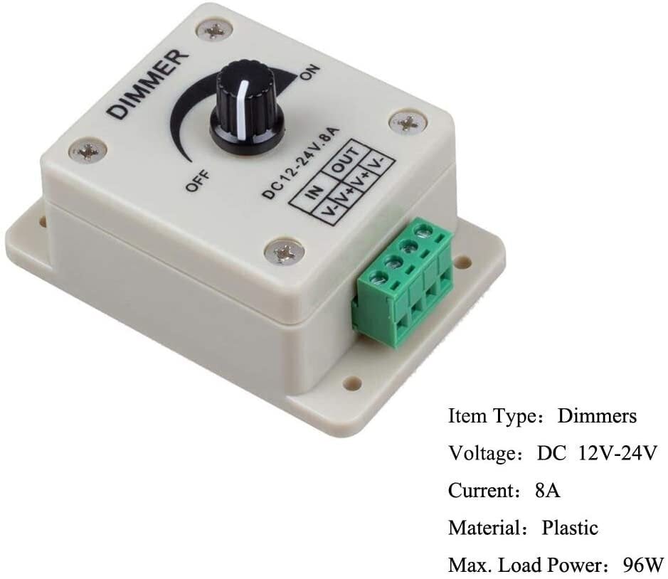 Elektriskais kontrolieris Powermax DC 12V – 24V 8A ar ieslēgšanas/izslēgšanas pogu cena un informācija | Elektrības slēdži, rozetes | 220.lv