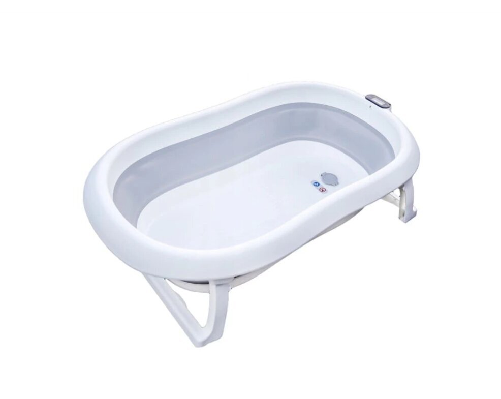 Primabobo Premium saliekamā vanna ar elektronisko termometru un vannas spilvenu, 80 cm, pelēka cena un informācija | Mazuļa mazgāšana | 220.lv