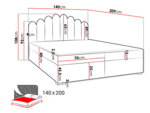 Кровать Beretini 140x200см, бежевая цена и информация | Кровати | 220.lv
