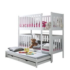 Двухъярусная трехместная кровать Deosen 90x200 см, белая цена и информация | Детские кровати | 220.lv