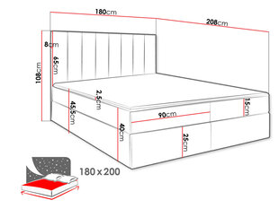 Divvietīga gulta Hugo 180x200 cm, smilškrāsas цена и информация | Кровати | 220.lv