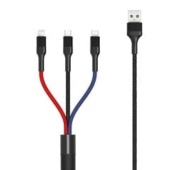 Кабель XO 3в1 USB - Lightning + USB-C + microUSB, 1.2 м, 3А многоцветный NBNB54 цена и информация | Кабели для телефонов | 220.lv