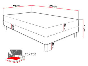Gulta Moriba 90x200cm, melna цена и информация | Кровати | 220.lv