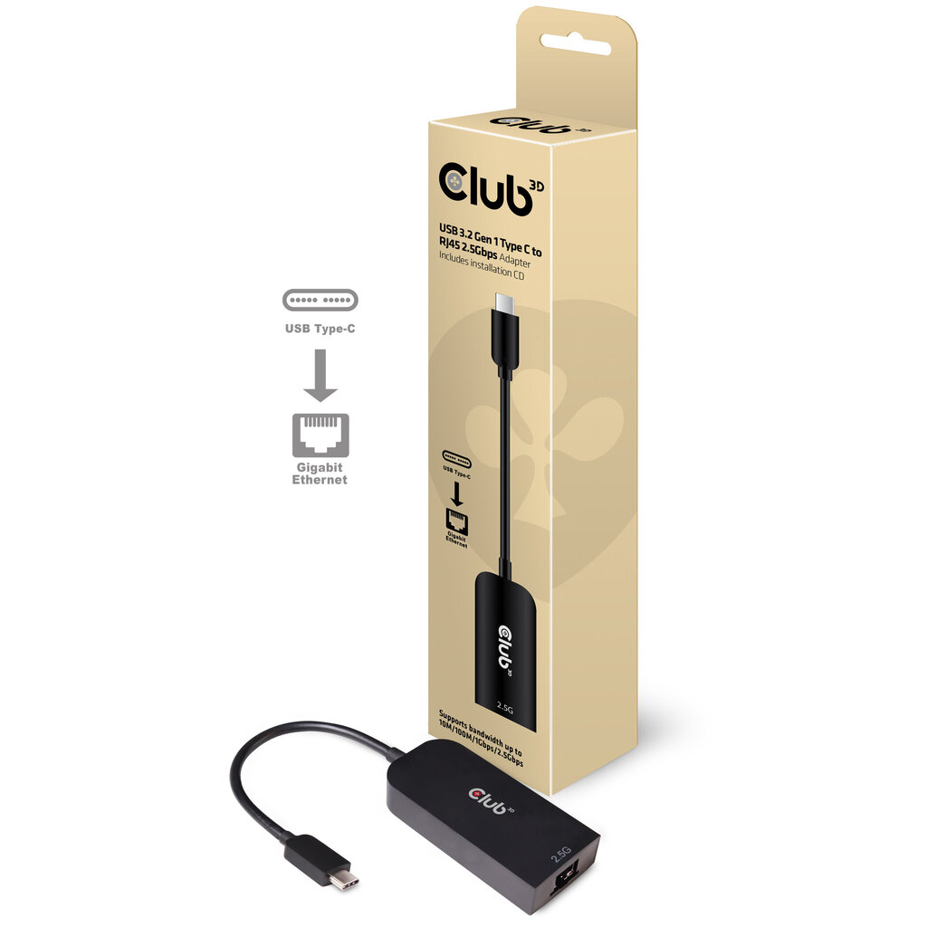 Adapteris Club 3D USB 3.2 Gen1TypeCauf RJ45 2.5Gbps цена и информация | Adapteri un USB centrmezgli | 220.lv