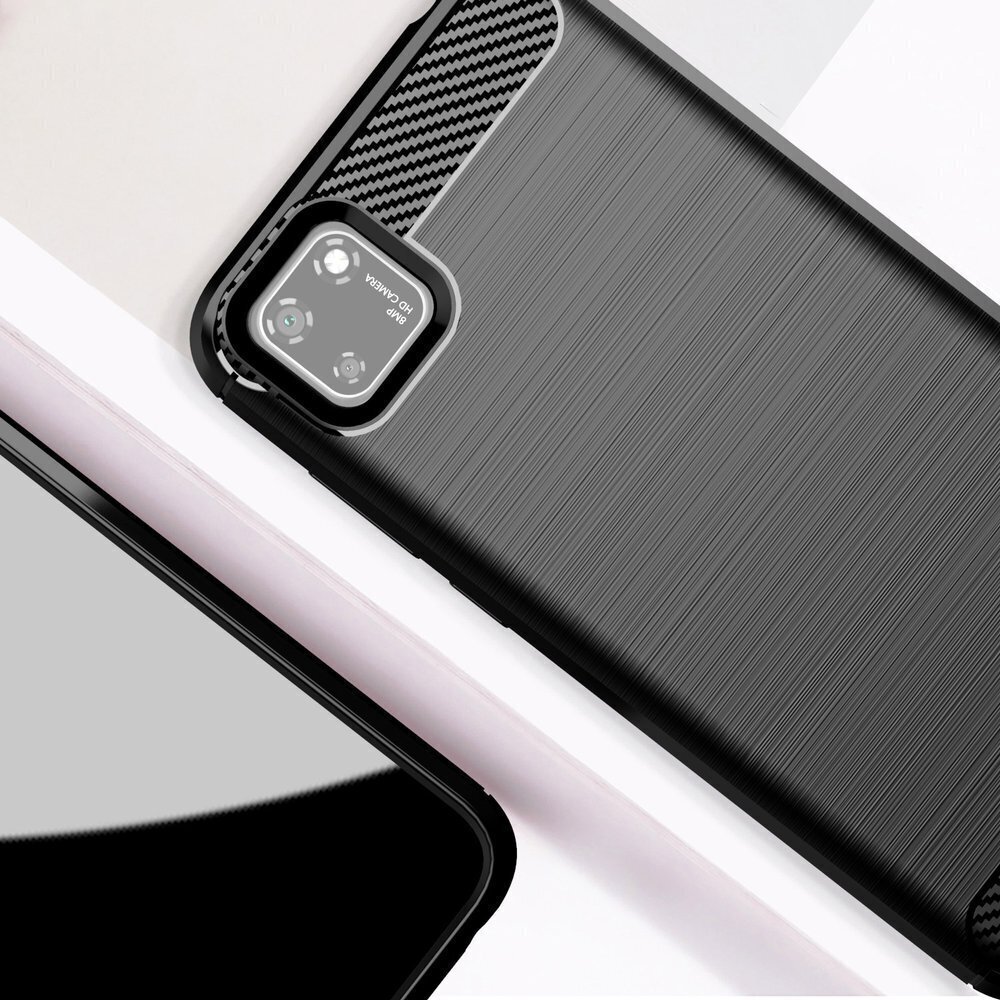 Hurtel Carbon Case paredzēts Huawei Y5p, melns cena un informācija | Telefonu vāciņi, maciņi | 220.lv