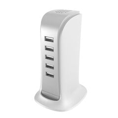 Зарядное устройство Dudao 5x USB со встроенным кабелем питания EU белое (A5EU) цена и информация | Зарядные устройства для телефонов | 220.lv