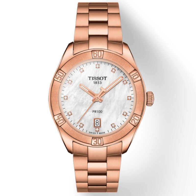 Sieviešu pulkstenis Tissot PR 100 Sport Chic su deimantais T101.910.33.116.00 cena un informācija | Sieviešu pulksteņi | 220.lv