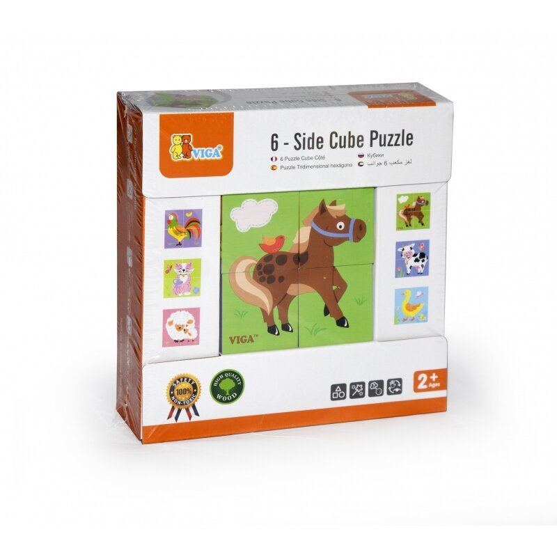 Koka puzle Viga Toys - ferma cena un informācija | Rotaļlietas zīdaiņiem | 220.lv