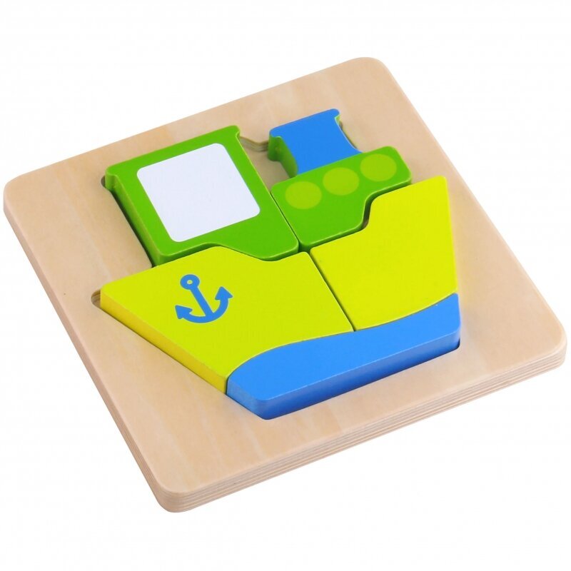 Tooky Toy Mini koka puzle, kuģis cena un informācija | Rotaļlietas zīdaiņiem | 220.lv