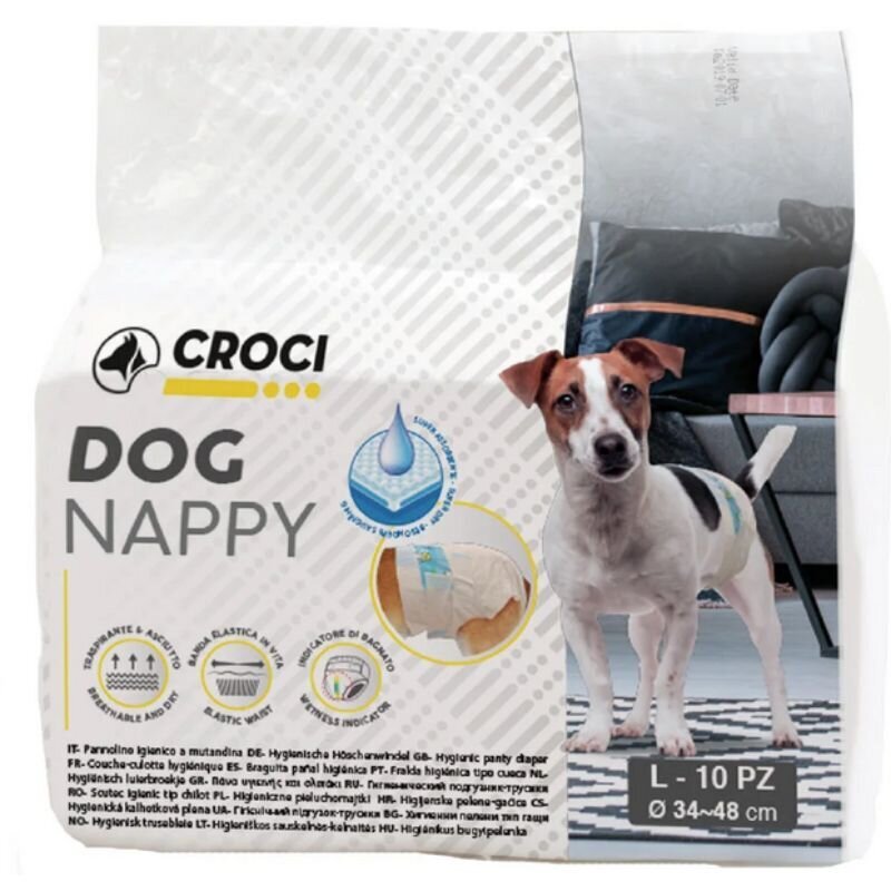 Croci Dog Nappy autiņbiksītes suņiem, L izmērs, 34-48cm, 10gab. cena un informācija | Kopšanas līdzekļi dzīvniekiem | 220.lv