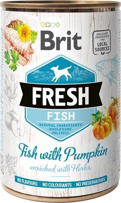 Brit Fresh Fish with Pumpkin konservi suņiem 400g cena un informācija | Konservi suņiem | 220.lv