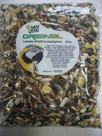 Vadigran Parrot Tropical Condition barība lieliem papagaiļiem, 500g. cena un informācija | Putnu barība | 220.lv