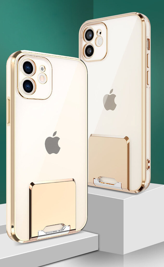 Vāciņš Kickstand Luxury - iPhone 11 Pro Max, zelta cena un informācija | Telefonu vāciņi, maciņi | 220.lv