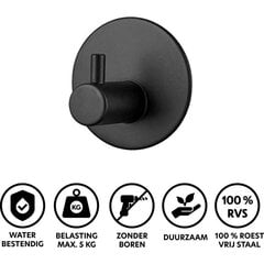 Pašlīmējošs metāla vannas istabas āķis, melns cena un informācija | Vannas istabas aksesuāri | 220.lv