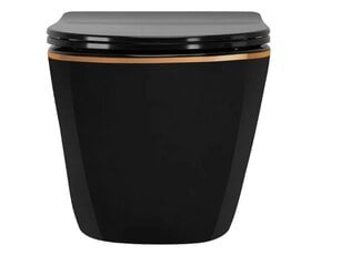 Rea CARLO Mini tualetes pods bez apmales Duroplast Flat Black Gold Edge Suspended WC Bowl цена и информация | Унитазы | 220.lv