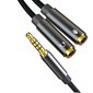 XO audio cable 2in1 NB-R197 3.5mm jack - socket 3.5mm jack / microphone 0,23 m black cena un informācija | Savienotājkabeļi | 220.lv