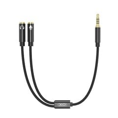 XO audio cable 2in1 NB-R197 3.5mm jack - socket 3.5mm jack / microphone 0,23 m black цена и информация | Кабели для телефонов | 220.lv