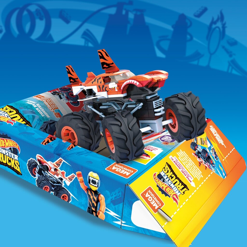 MEGA® Hot Wheels® Monster Truck Tiger Shark celtniecības komplekts GVM26 cena un informācija | Rotaļlietas zēniem | 220.lv