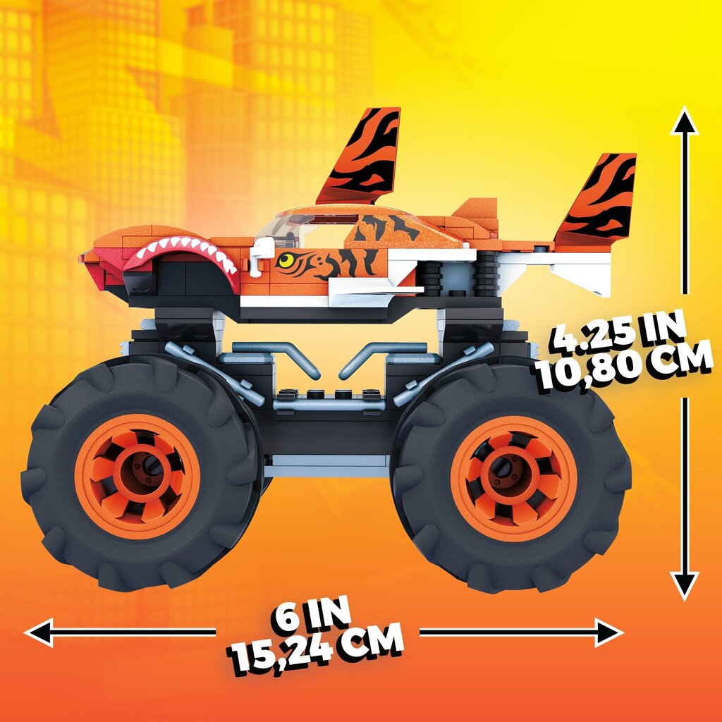 MEGA® Hot Wheels® Monster Truck Tiger Shark celtniecības komplekts GVM26 cena un informācija | Rotaļlietas zēniem | 220.lv