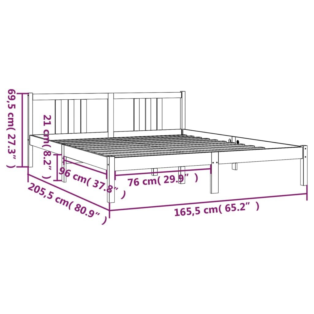 vidaXL gultas rāmis, pelēks, masīvkoks, 160x200 cm cena un informācija | Gultas | 220.lv