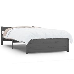 vidaXL gultas rāmis, pelēks, masīvkoks, 75x190 cm, 2FT6, vienvietīgs cena un informācija | Gultas | 220.lv