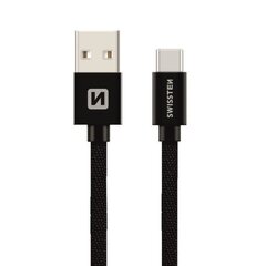 Swissten Textile Universāls Quick Charge 3.1 USB-C Datu un Uzlādes Kabelis 3m Melns цена и информация | Кабели для телефонов | 220.lv