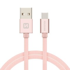 Swissten Textile Универсальный Quick Charge 3.1 USB-C USB Кабель данных 1.2м Розовый цена и информация | Кабели для телефонов | 220.lv