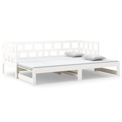 Izvelkama gulta, balta, 2x(90x200)cm, priedes masīvkoks cena un informācija | Gultas | 220.lv