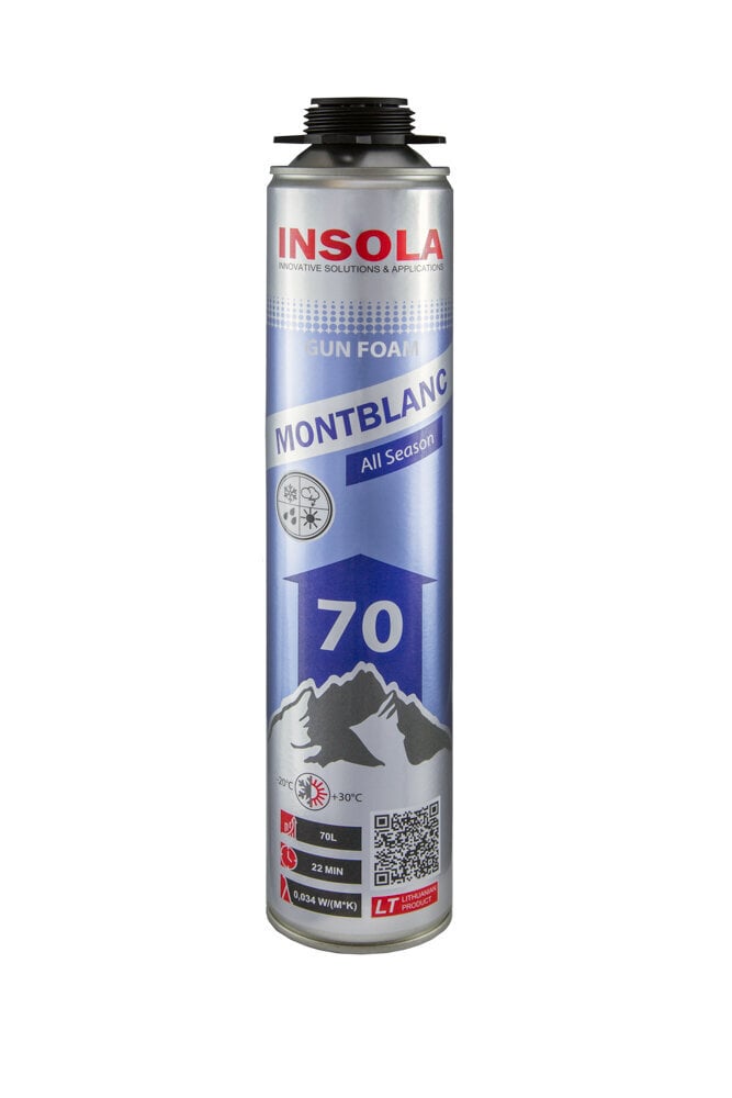 Montāžas putas INSOLA Montblanc 70 All Season, 870 ml. цена и информация | Izolācijas materiāli | 220.lv