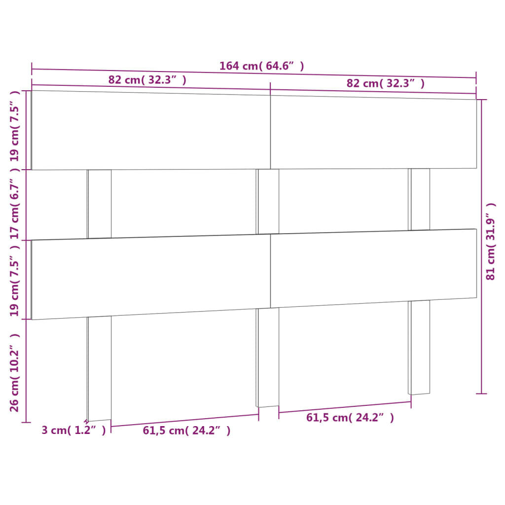 Gultas galvgalis, medus brūns, 164x3x81cm, priedes masīvkoks cena un informācija | Gultas | 220.lv