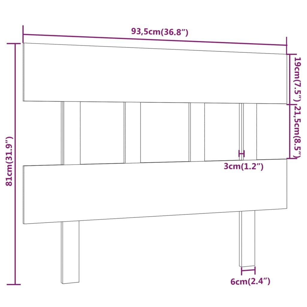 Gultas galvgalis, medus brūns, 93,5x3x81cm, priedes masīvkoks cena un informācija | Gultas | 220.lv