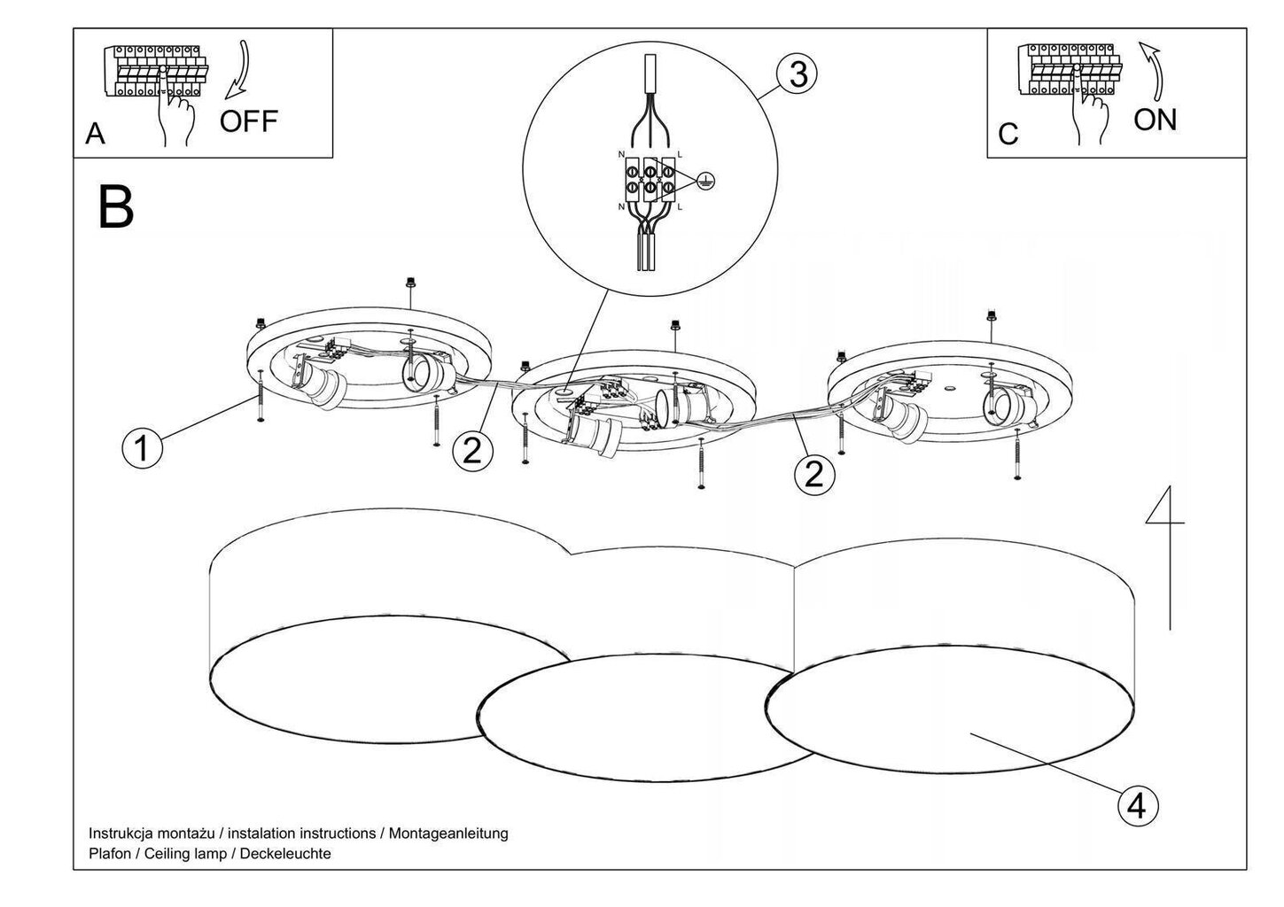 „Lampa Circle 3a balta“ cena un informācija | Griestu lampas | 220.lv
