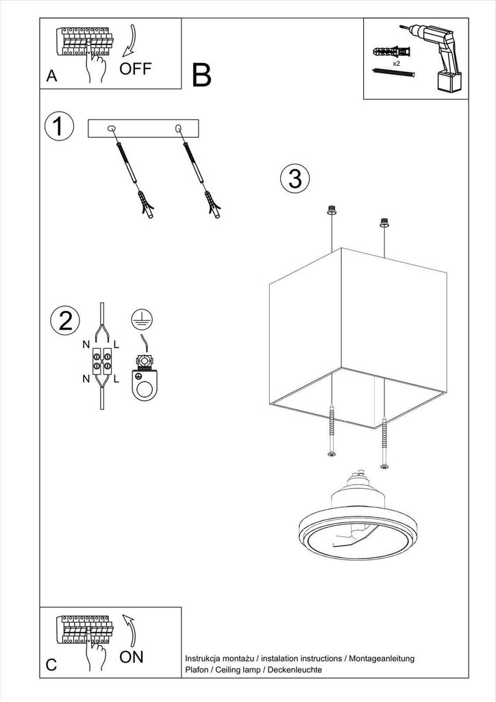 Lampa Blake balta cena un informācija | Griestu lampas | 220.lv