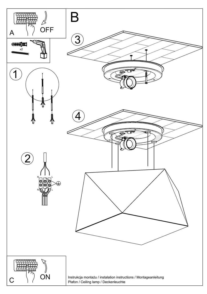 Lampa hexa 25 melna цена и информация | Griestu lampas | 220.lv