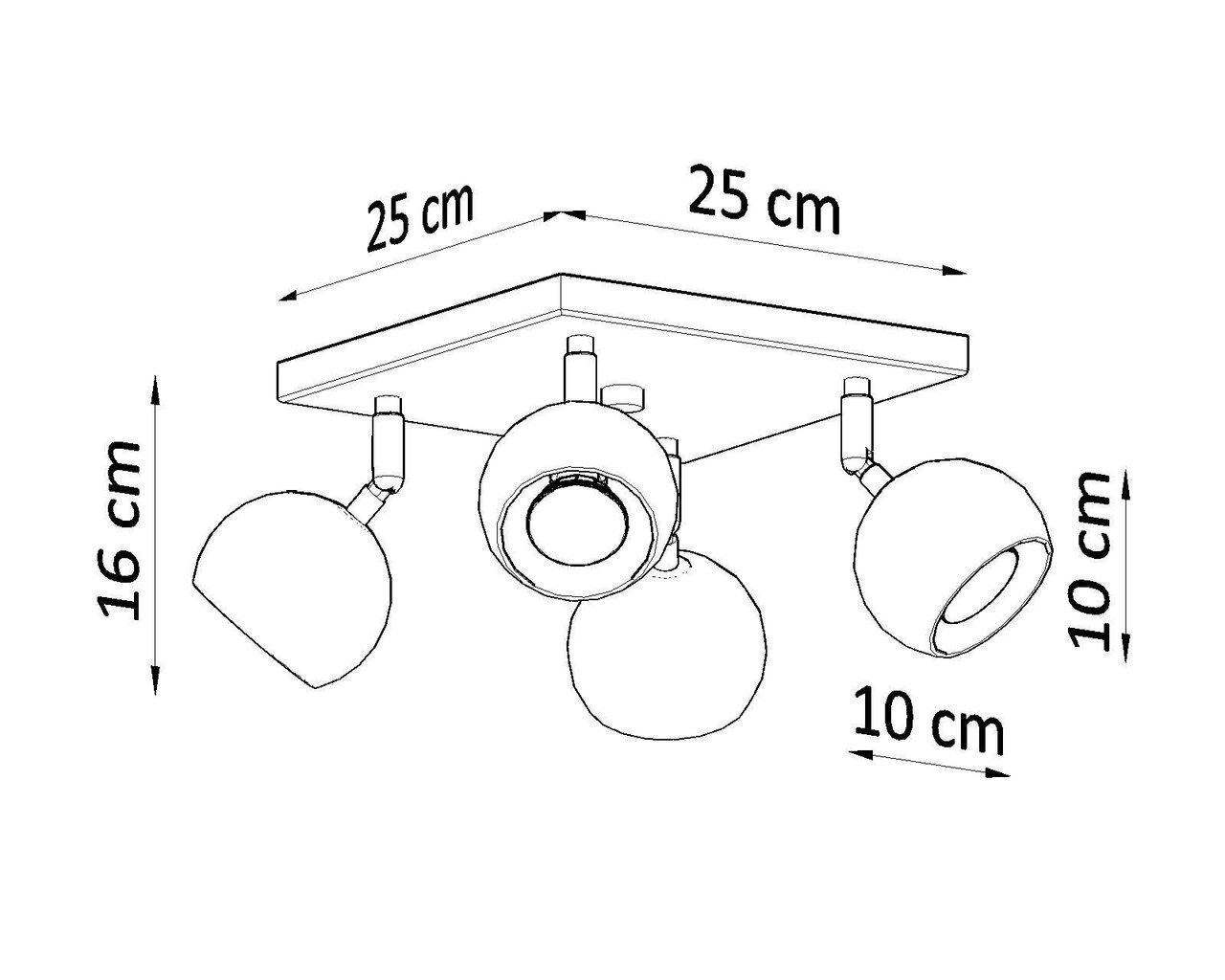 OCULARE Griestu lampa 4 melnā krāsā цена и информация | Griestu lampas | 220.lv