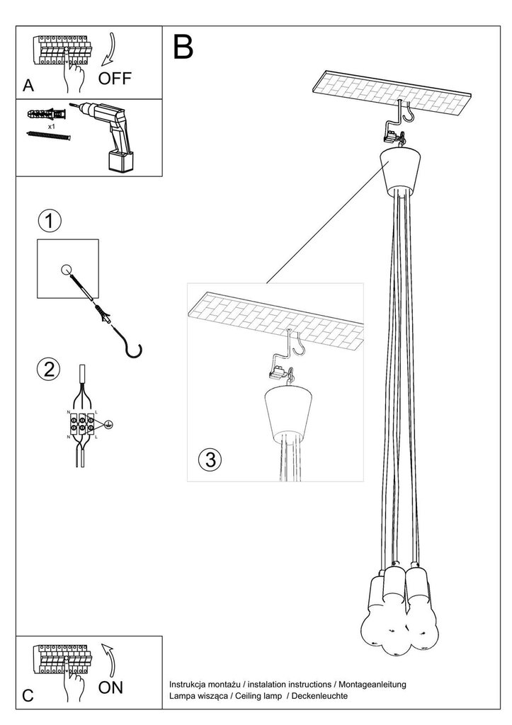 L8 piekaramā lampa Diego 5 cena un informācija | Piekaramās lampas | 220.lv