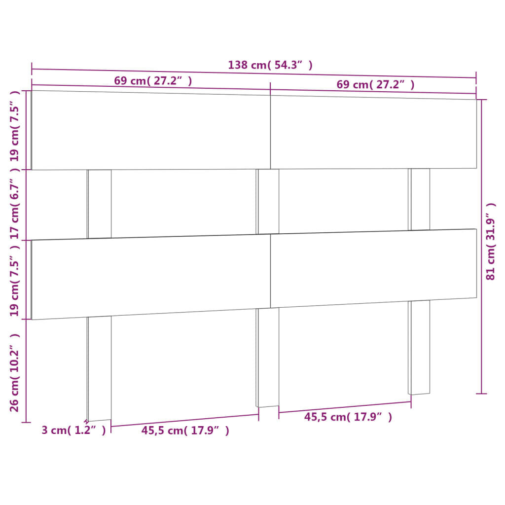 Gultas galvgalis, pelēks, 138x3x81cm, priedes masīvkoks cena un informācija | Gultas | 220.lv