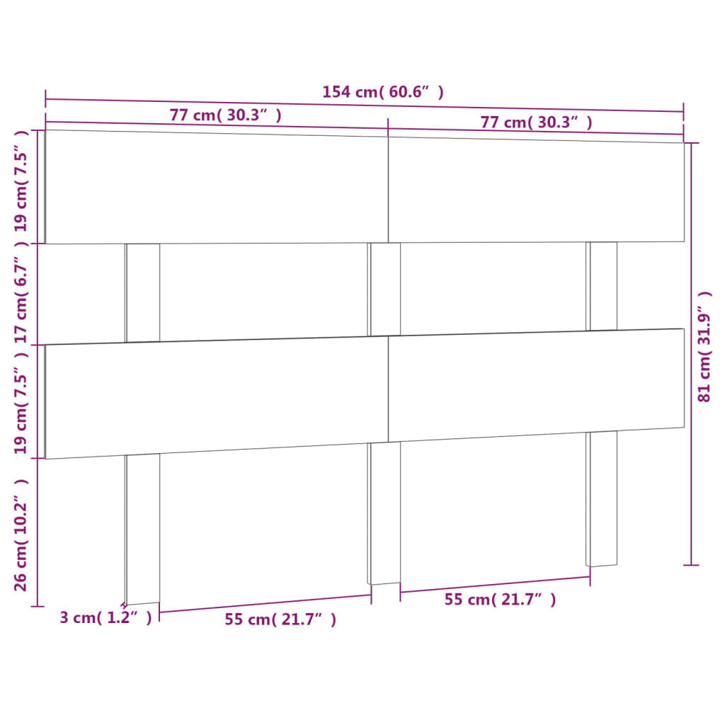 Gultas galvgalis, medus brūns, 154x3x81cm, priedes masīvkoks cena un informācija | Gultas | 220.lv