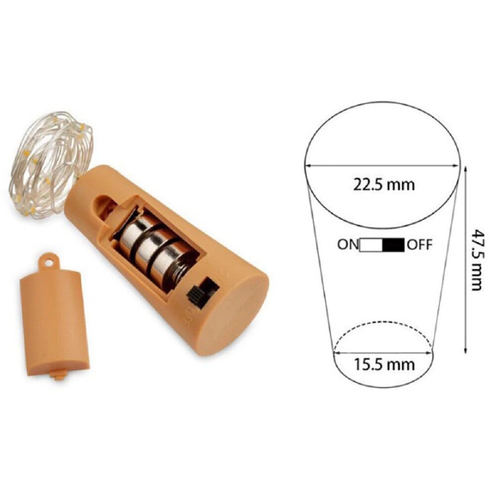 5 gabaliņu vītne korķa formā no pudeles ar baterijām цена и информация | Ziemassvētku lampiņas, LED virtenes | 220.lv