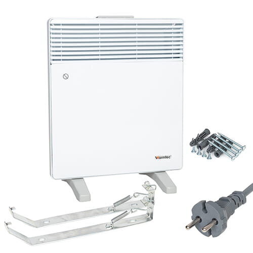 Konvektora sildītājs 60х45х8 cm WARMTEC EWX-1500, termostats, 1500 W balts cena un informācija | Sildītāji | 220.lv