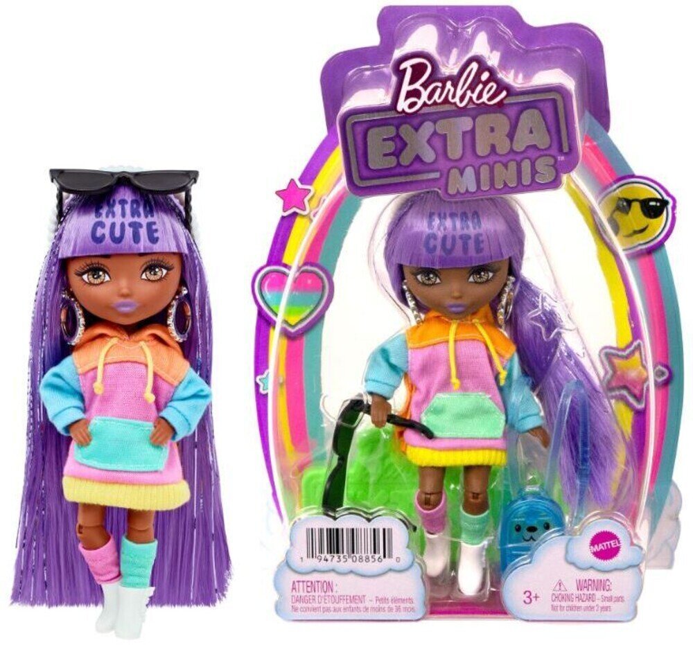 Lelle Barbie Extra mini ar violetiem matiem cena un informācija | Rotaļlietas meitenēm | 220.lv