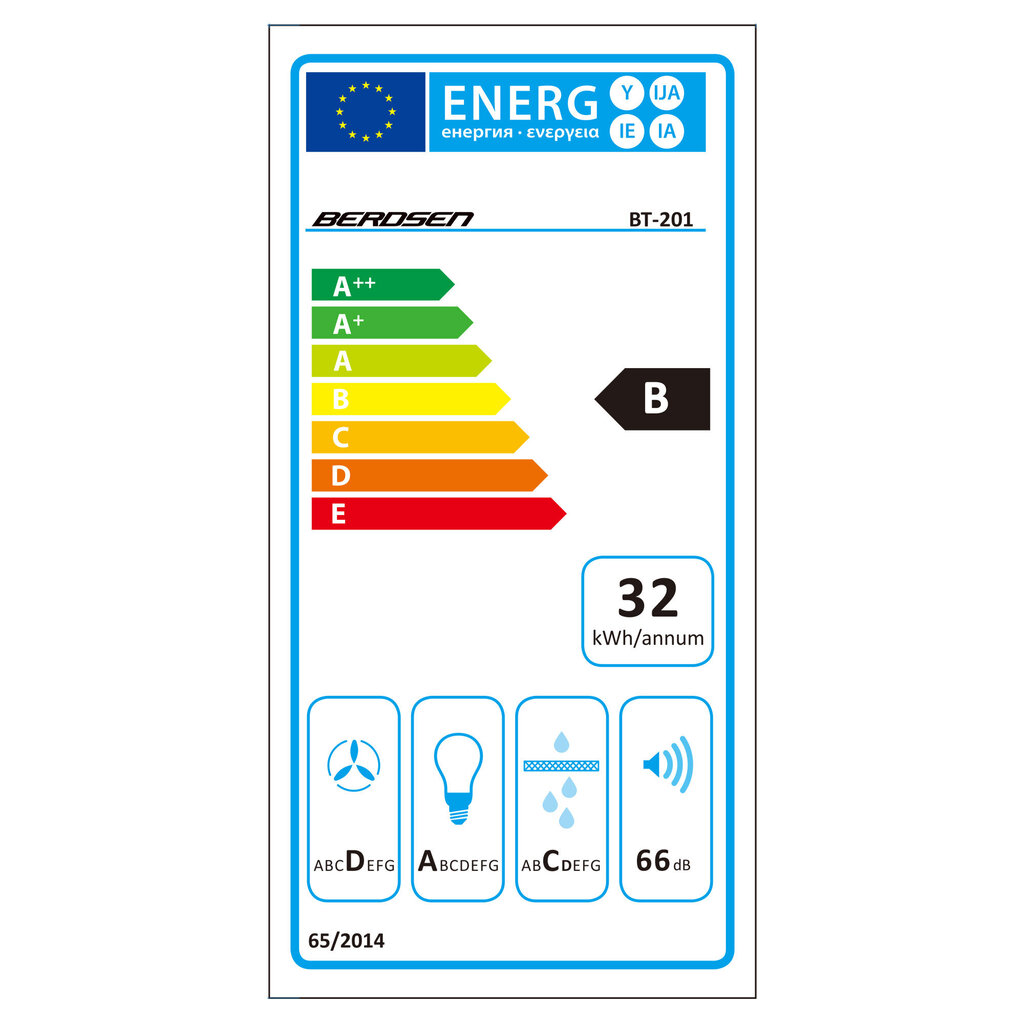 Virtuves nosūcējs - 60 cm., Berdsen black sky cena un informācija | Tvaika nosūcēji | 220.lv